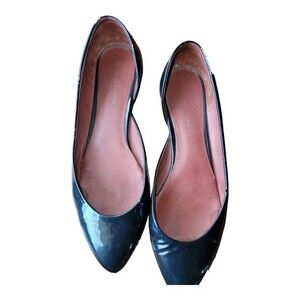 Bottega Veneta Women Ballet Flats Pointy Toe Leather Open Side Black Size 38/7